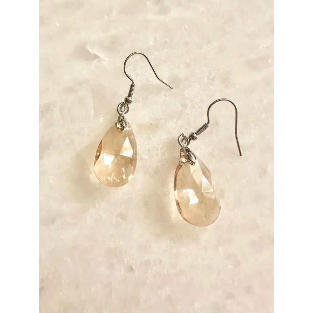 Champagne colored teardrop dangle earrings
